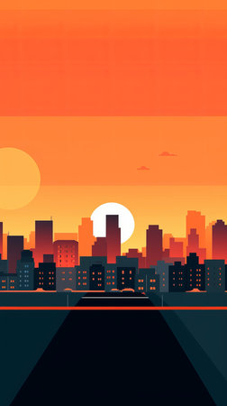 Sunset City Minimalist Backgroundの素材
