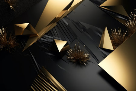 Black and Gold 3D Summer Abstract Backgroundの素材
