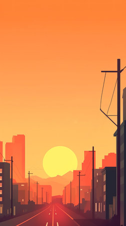 Sunset City Minimalist Backgroundの素材