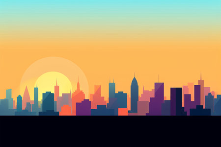 Sunset City Minimalist Backgroundの素材