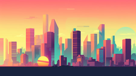 Sunset City Minimalist Backgroundの素材