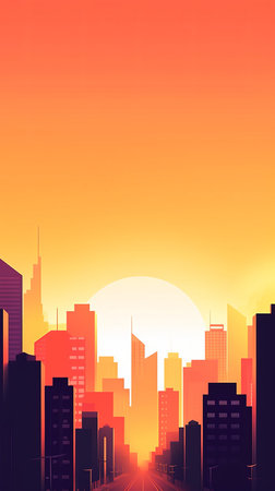 Sunset City Minimalist Backgroundの素材