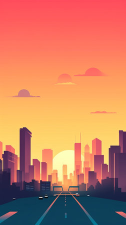 Sunset City Minimalist Backgroundの素材