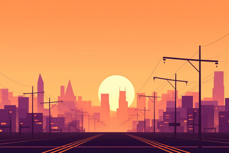 Sunset City Minimalist Backgroundの素材
