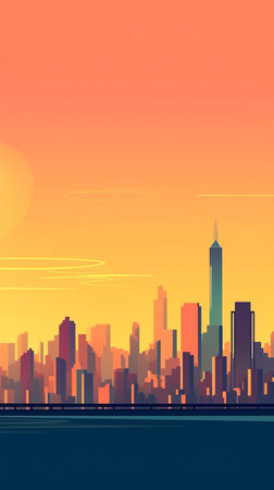 Sunset City Minimalist Backgroundの素材