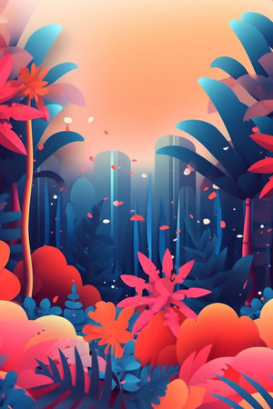 Vibrant Summer Themed 3D Abstract Backgroundの素材