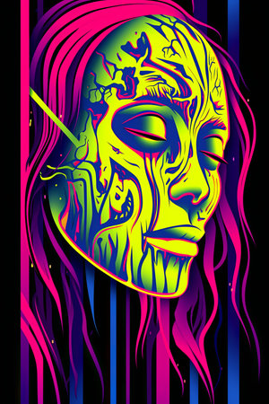 Hypnotic Mesmerizing Exotic Abstract Cryptic Art Portrait Graphic with Unique Bold Designsの素材