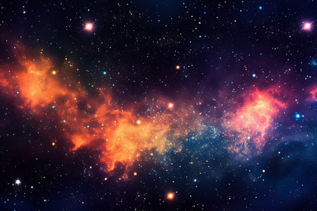 Cosmic Gradient Galaxy Horizon Picturesque Starry Planetary Universe Graphic Illustrationの素材