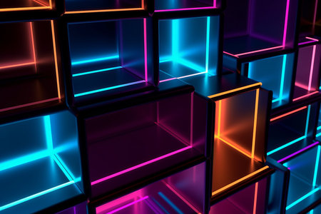 Sleek Modern Geometric Glowing Shapes Outline Backgroundの素材