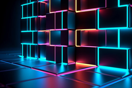 Sleek Modern Geometric Glowing Shapes Outline Backgroundの素材