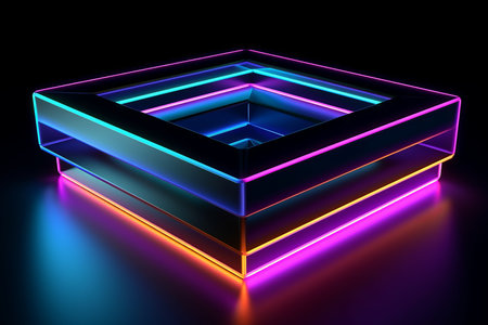 Sleek Modern Geometric Glowing Shapes Outline Backgroundの素材