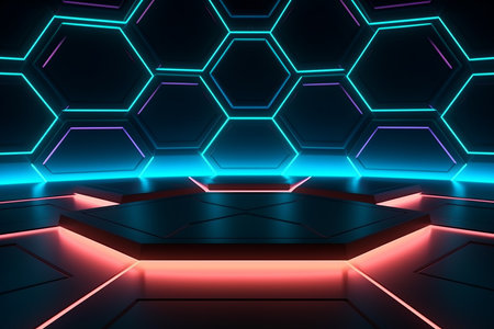 Sleek Modern Geometric Glowing Shapes Outline Backgroundの素材