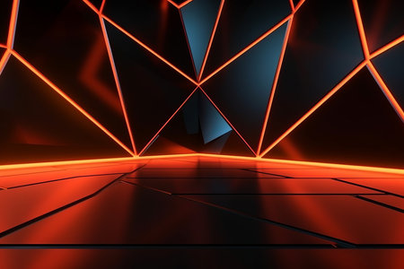 Sleek Modern Geometric Glowing Shapes Outline Backgroundの素材