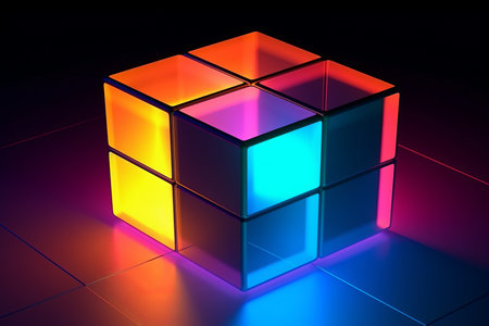 Sleek Modern Geometric Glowing Shapes Outline Backgroundの素材