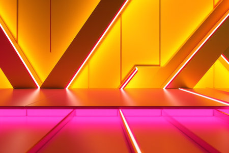 Sleek Modern Geometric Glowing Shapes Outline Backgroundの素材