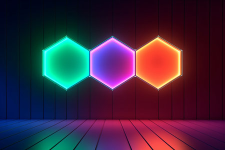 Sleek Modern Geometric Glowing Shapes Outline Backgroundの素材