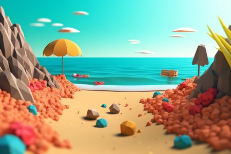 Low-Poly Summer Beachscapeの素材