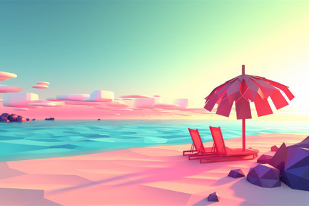 Low-Poly Summer Beachscapeの素材