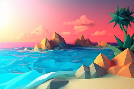 Low-Poly Summer Beachscapeの素材