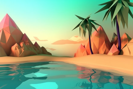 Low-Poly Summer Beachscapeの素材