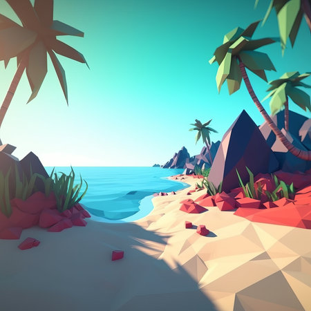 Low-Poly Summer Beachscapeの素材