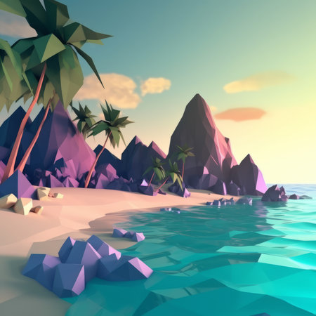 Low-Poly Summer Beachscapeの素材
