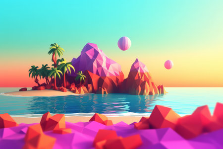 Low-Poly Summer Beachscapeの素材