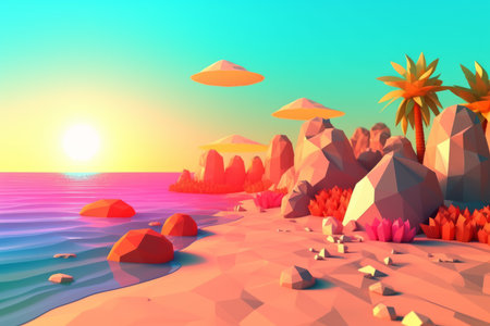 Low-Poly Summer Beachscapeの素材