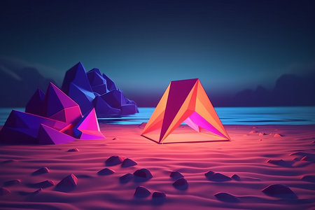 Low-Poly Neon Summer Beachscapeの素材
