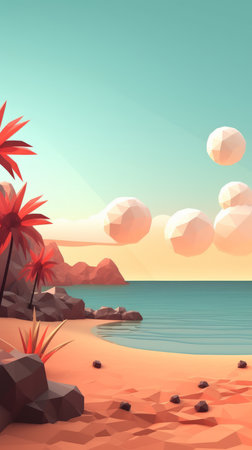 Low-Poly Summer Beachscapeの素材