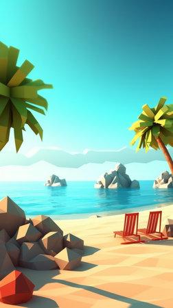 Low-Poly Summer Beachscapeの素材