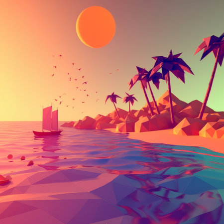 Low-Poly Summer Beachscapeの素材