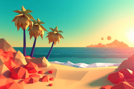 Low-Poly Summer Beachscapeの素材