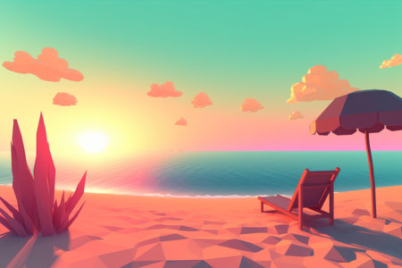 Low-Poly Summer Beachscapeの素材