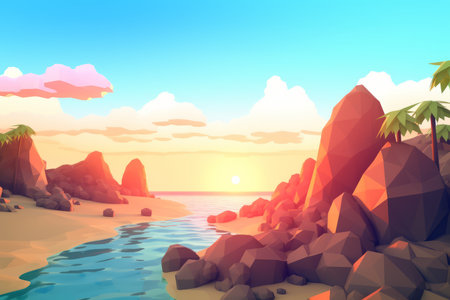 Low-Poly Summer Beachscapeの素材
