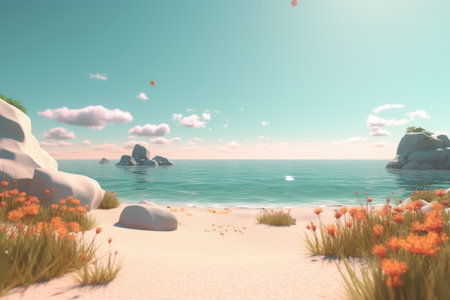 3D Render Beachscape Backgroundの素材