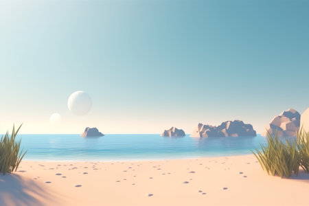 3D Render Beachscape Backgroundの素材