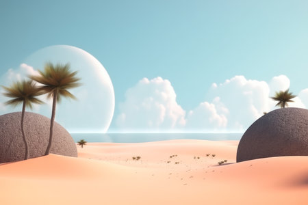 3D Render Beachscape Backgroundの素材