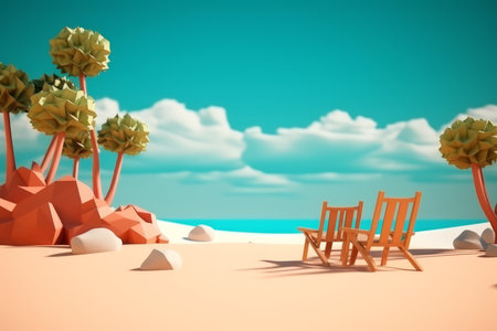 3D Render Beachscape Backgroundの素材