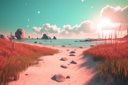 3D Render Beachscape Backgroundの素材