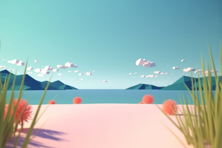 3D Render Beachscape Backgroundの素材