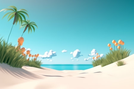 3D Render Beachscape Backgroundの素材