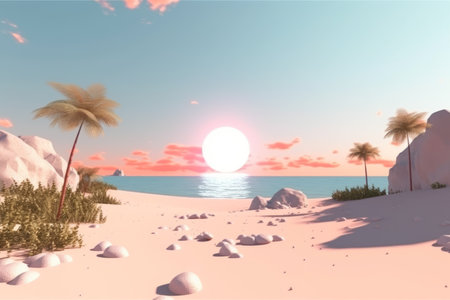 3D Render Beachscape Backgroundの素材