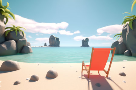 3D Render Summer Beachscapeの素材