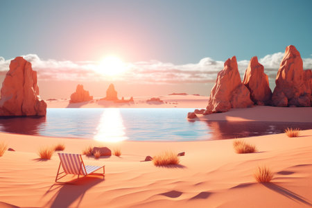 3D Render Summer Beachscapeの素材