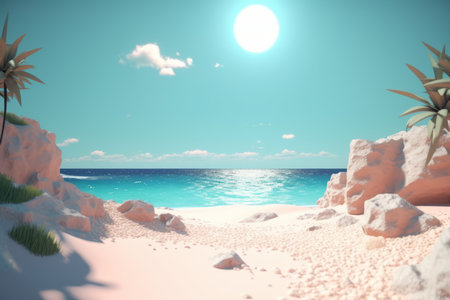 3D Render Summer Beachscapeの素材