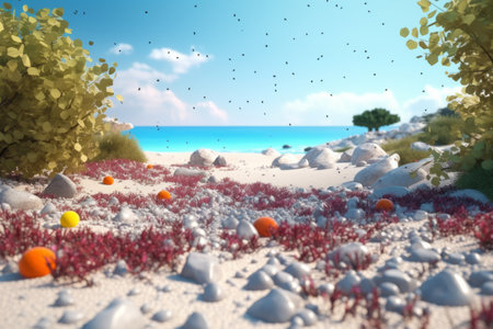 3D Render Summer Beachscapeの素材