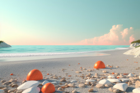 3D Render Summer Beachscapeの素材