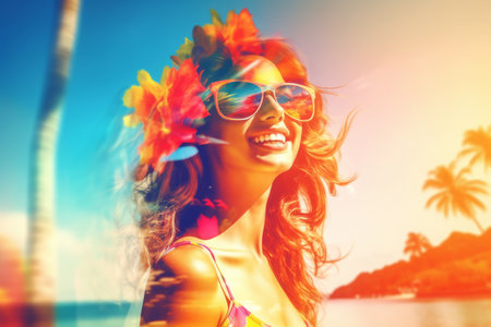 Summer Themed Double Exposure Bikini Portraitの素材