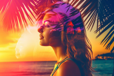 Summer Themed Double Exposure Bikini Portraitの素材